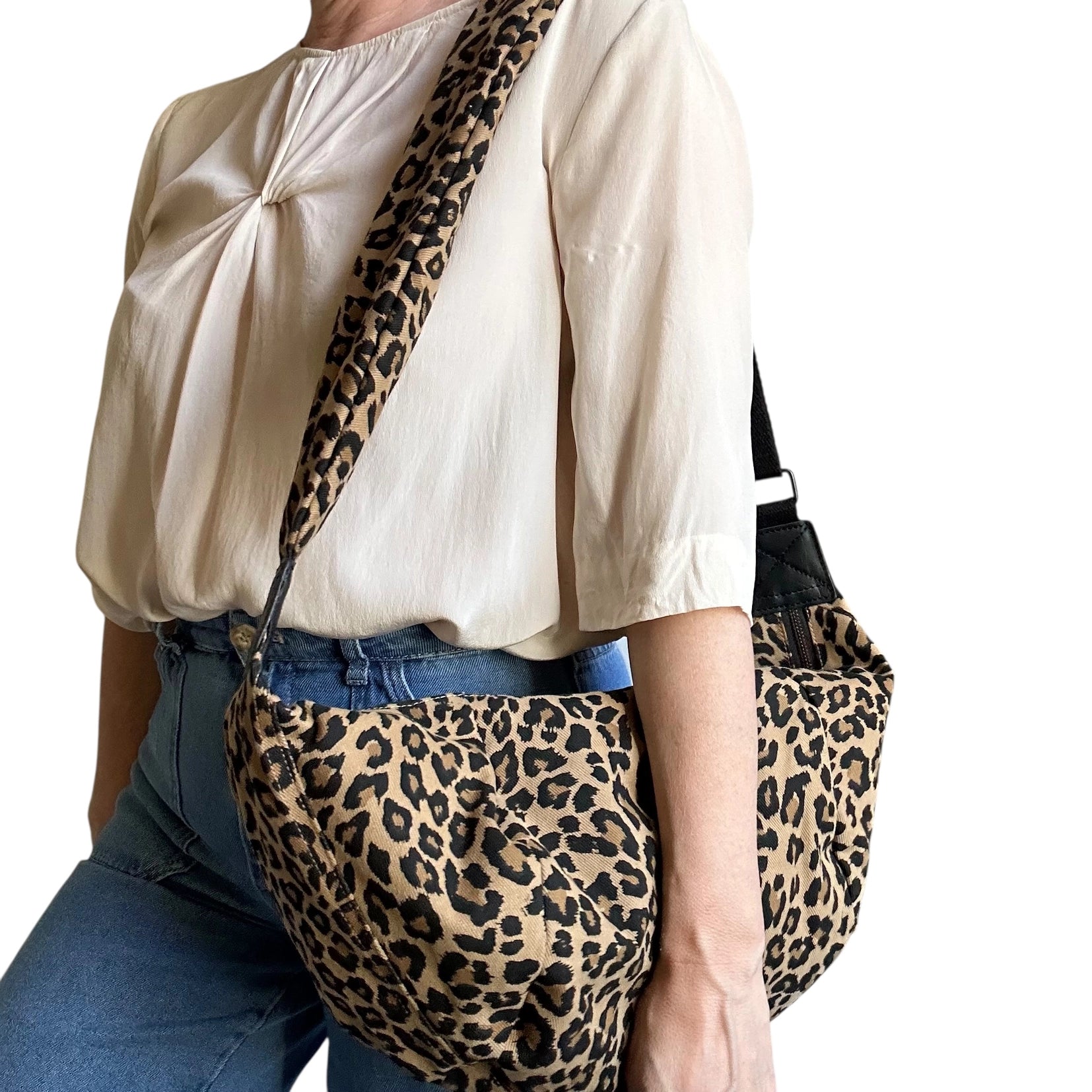 Large leopard cross body bag
