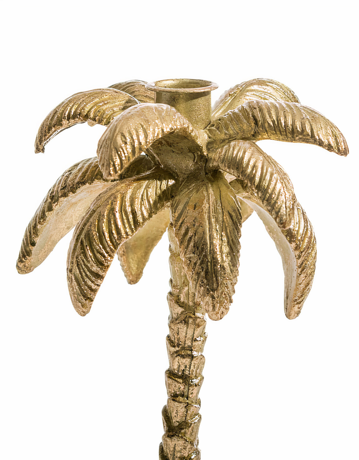 Antique gold palm candle holder
