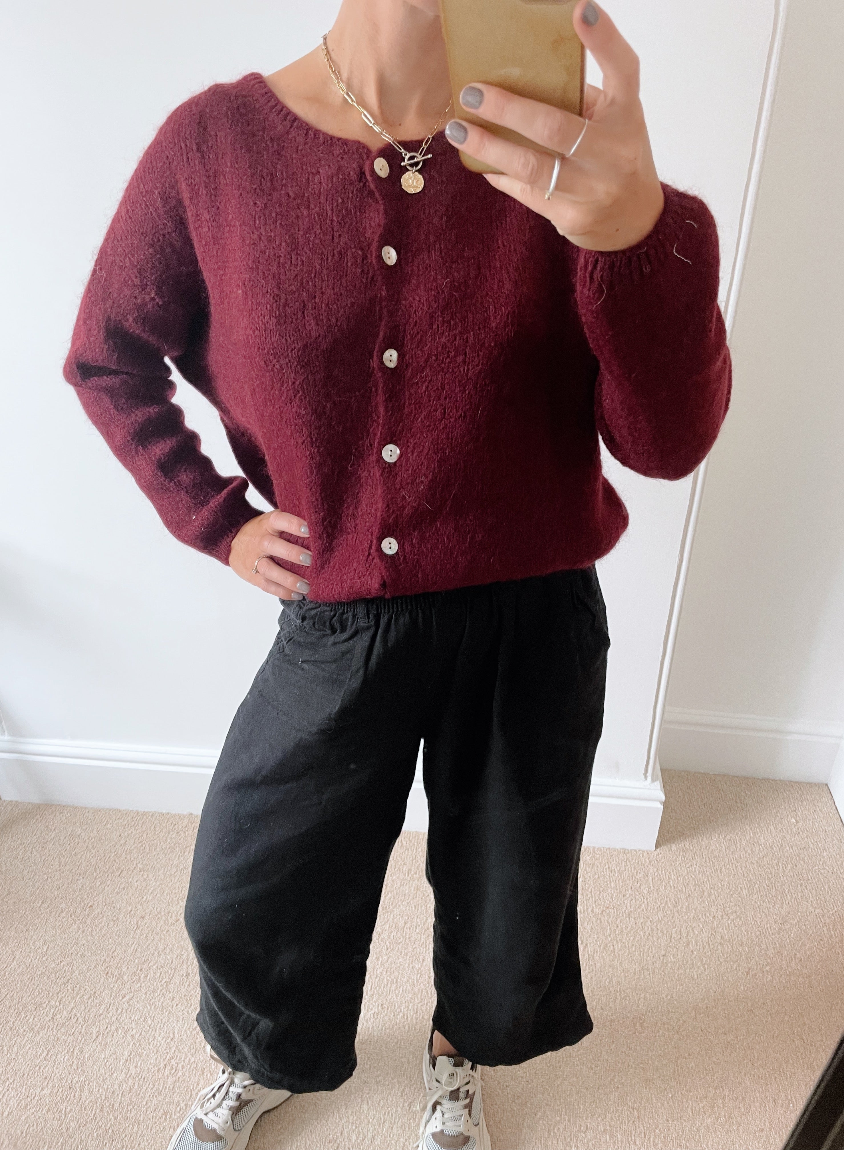 Burgundy fluffy mohair sweater
