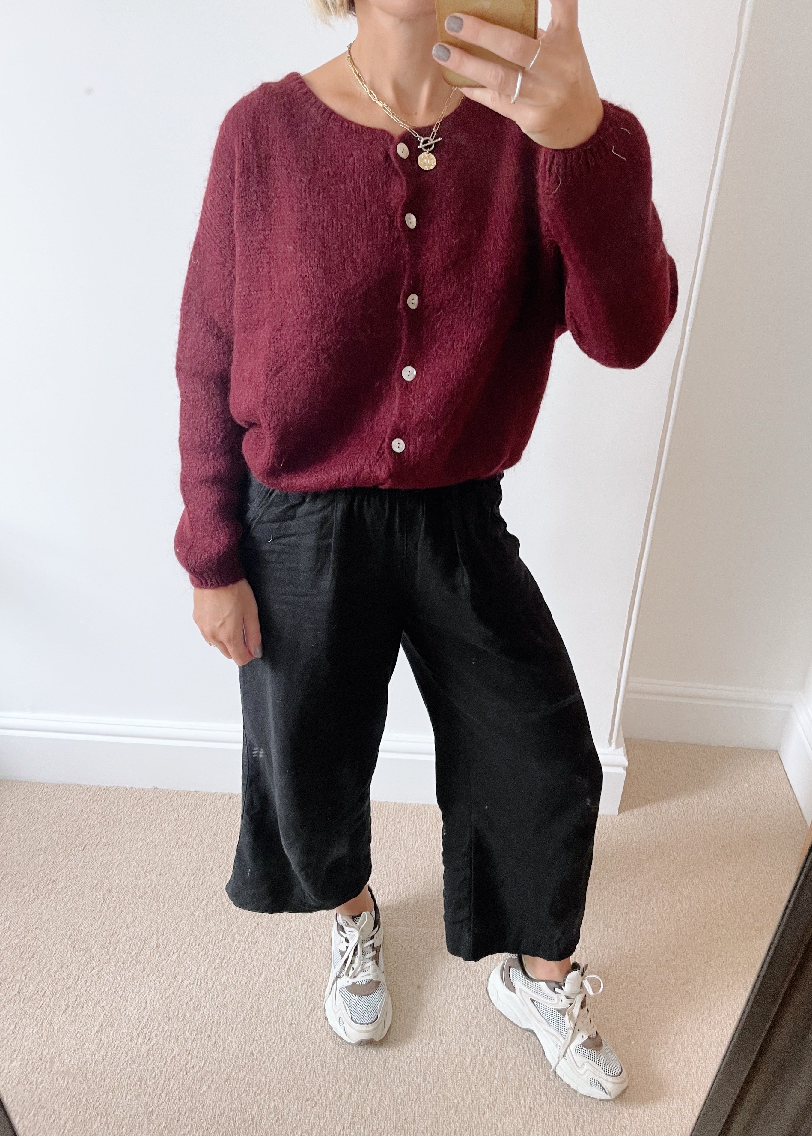 Burgundy mohair cardigan UK
