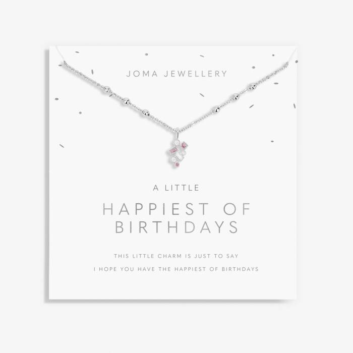 A Little 'Happiest Of Birthdays' Necklace In Silver Plating