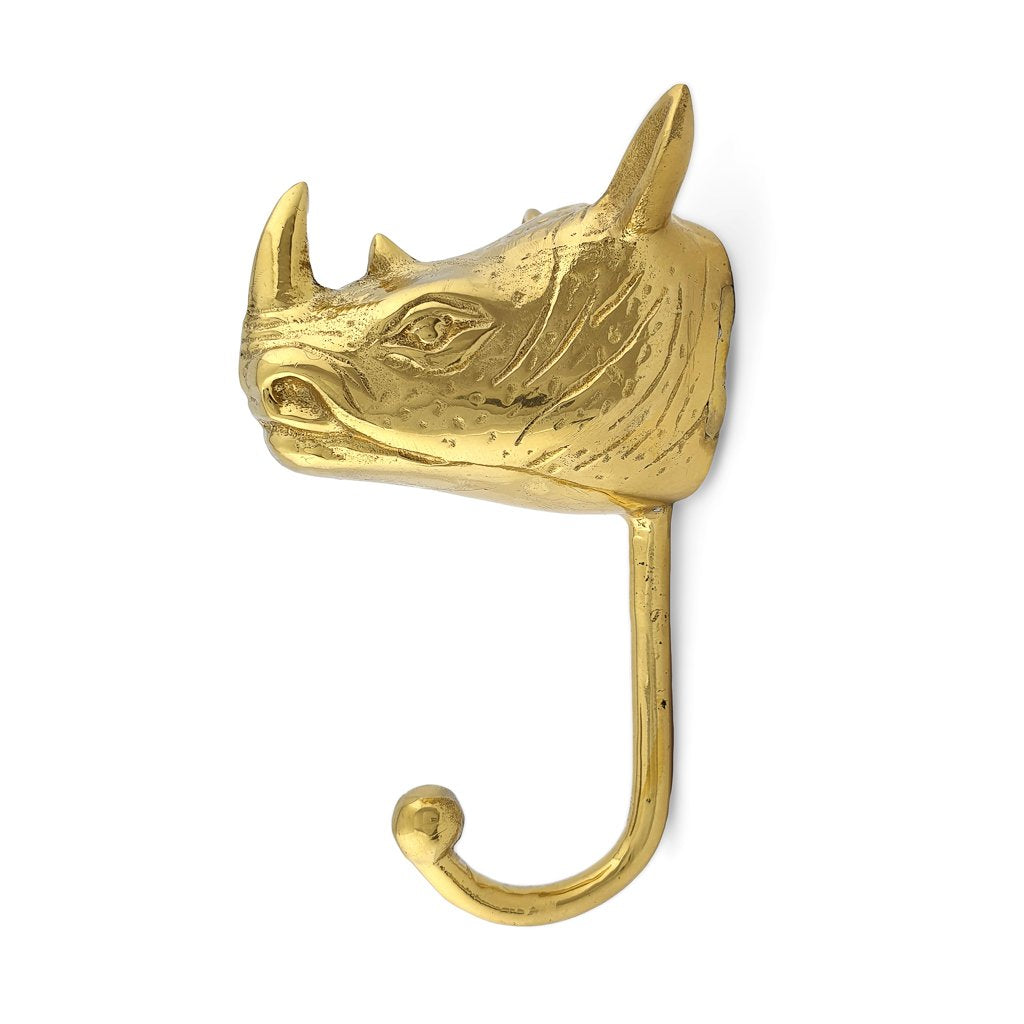 Rhino Head Brass Hook